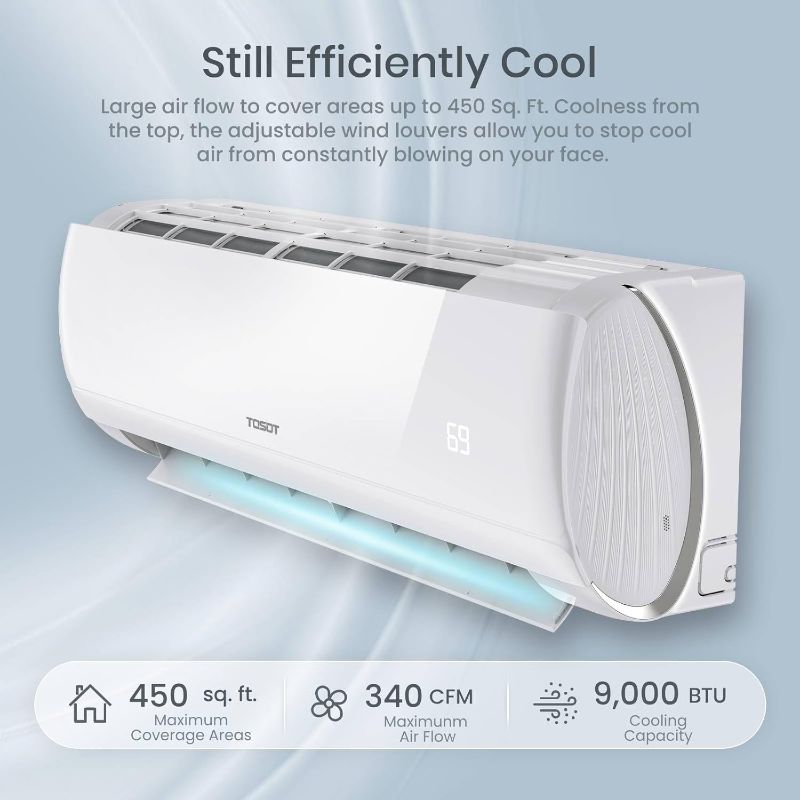 Photo 1 of TOSOT 9,000 BTU Mini-Split Air Conditioner, Wifi Enabled Ductless Inverter Split System AC Unit Heating System, Compatible with Alexa - 20.5 SEER2 230V