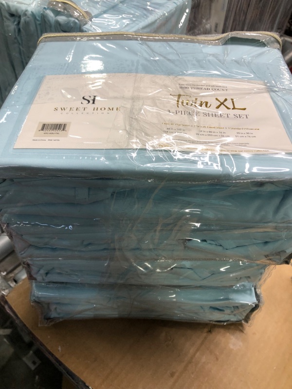 Photo 1 of *** SET 4 ***Twin XL Sheets - Breathable Luxury Sheets with Full Elastic & Secure Corner Straps Built In - 1800 Supreme Collection Extra Soft Deep Pocket Bedding Set, Sheet Set, Twin XL, Light Blue