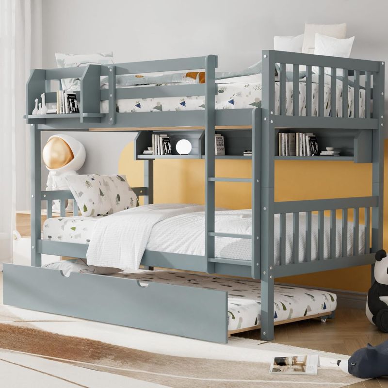 Photo 1 of  Twin Size Bunk Bed with Ladder and Safety Rails for Kids, Teens, Adults