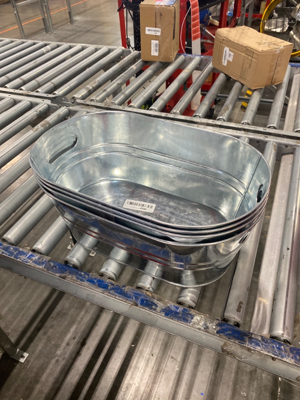 Photo 2 of 4PCS 3 Gallon Galvanized Tub with Carry Beer Drink Storage Cooler Metal Beverage Ice Tub Galvanized Ice Buckets for Party