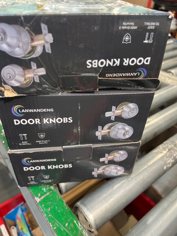 Photo 3 of (6Sets) All Keyed Same Entry Door Knob and Single Cylinder Deadbolt Combo Set, Satin Nickel Exterior Door Knobs with Lock and Keys for Entrance and Front Door