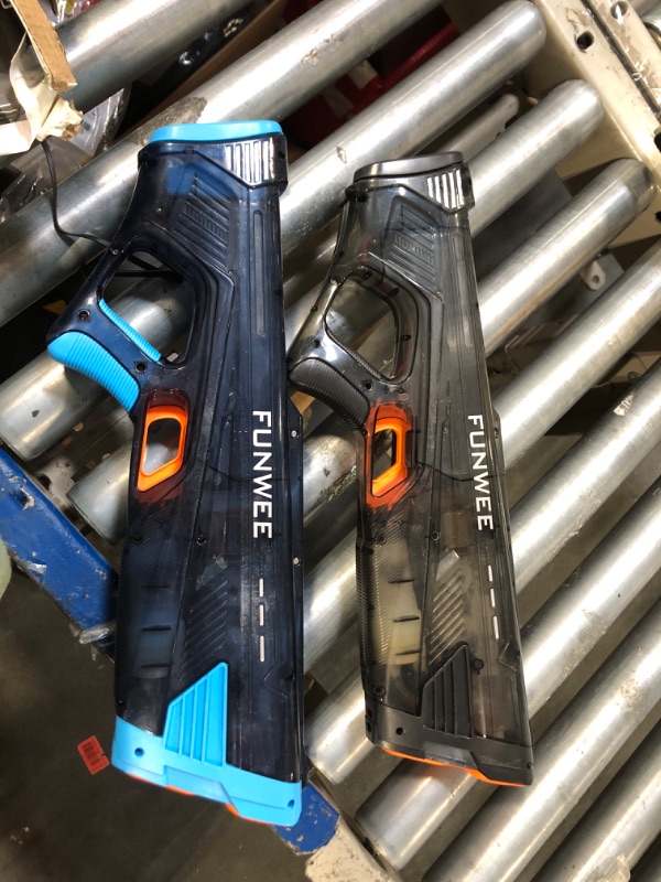 View 2 of Funwee 2 Pack Electric Water Gun for Adults Kid, Powerful Automatic Squirt Gun, High Powered Shooting 100+ Times, Long Range 28-32 FT, Auto Water Blaster, Pool Outdoor Toy Game(Transparent Black+Blue)
