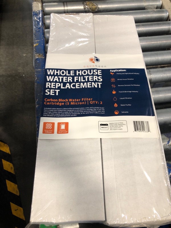 Photo 2 of ***Factory Sealed***
Aquaboon Carbon Water Filter Replacement - 5 Micron Water Filter 20 x 4.5 inch - Whole House CTO Carbon Block Water Filter Cartridge Compatible with FC25B, EPM-20BB, CB-BB-20, 155783-43, 2 Pack