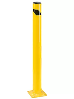 Photo 1 of 2 Pcs Safety Bollard,48 Inch High Heavy-Duty Yellow Safety Bollard Steel Posts,4.5 Inch Diameter,Safety Bollard with 16 Anchor Bolts - Ideal for Traffic Control, Driveway Barriers,Parking Poles