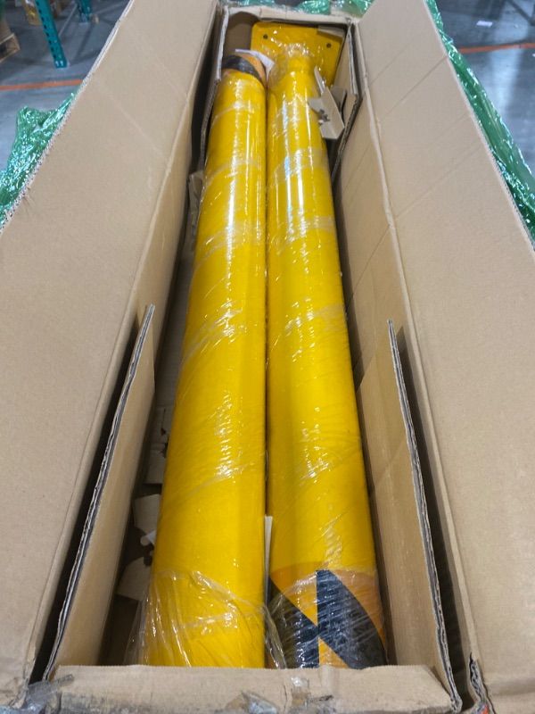 Photo 2 of 2 Pcs Safety Bollard,48 Inch High Heavy-Duty Yellow Safety Bollard Steel Posts,4.5 Inch Diameter,Safety Bollard with 16 Anchor Bolts - Ideal for Traffic Control, Driveway Barriers,Parking Poles