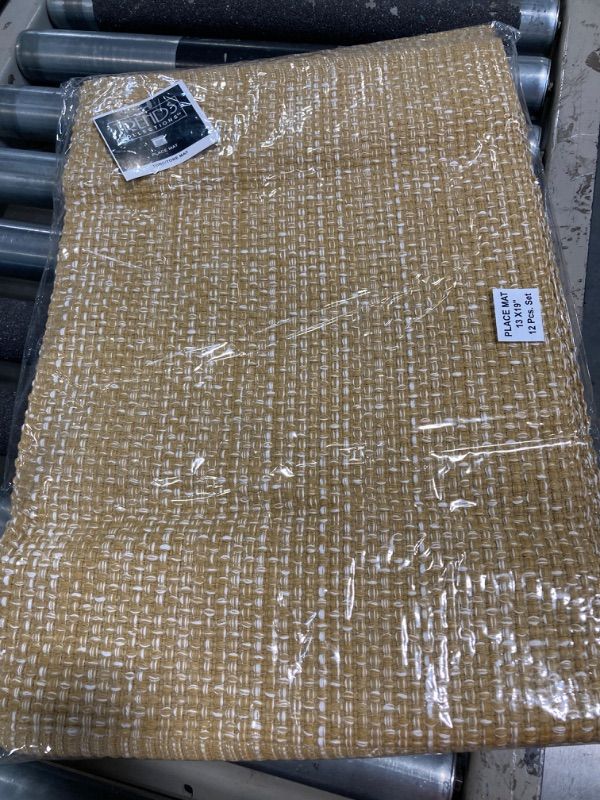 Photo 1 of **12PCS***Sweet Home Collection 100% Cotton Placemats for Dining Room Rectangle Two Tone Woven Fabric 13" x 19" Soft Durable Table Mat Set