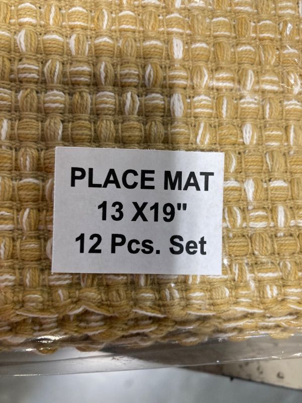 Photo 1 of ****12PCS***Sweet Home Collection 100% Cotton Placemats for Dining Room Rectangle Two Tone Woven Fabric 13" x 19" Soft Durable Table Mat Set