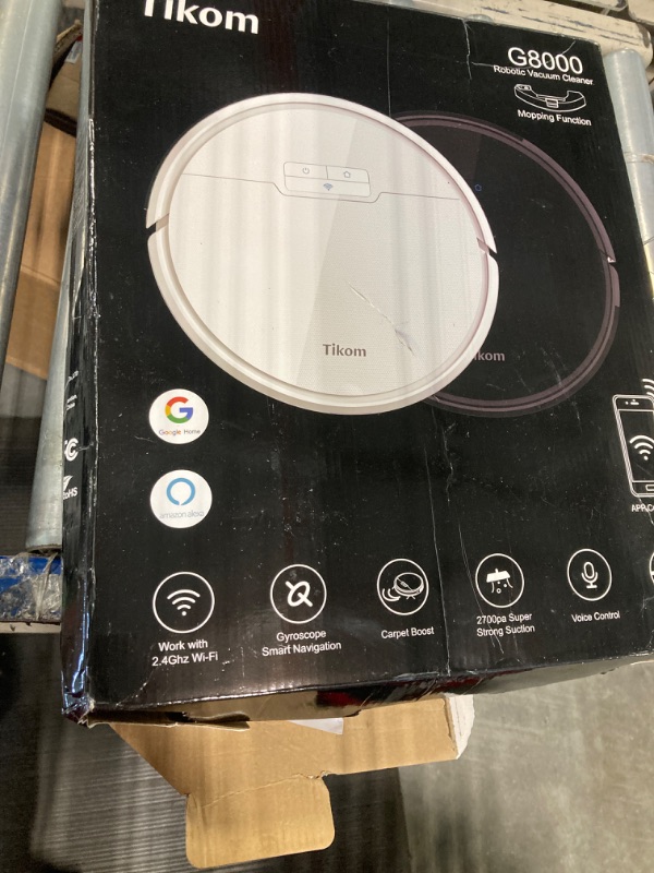 Photo 2 of ***VERY USED***Tikom Robot Vacuum and Mop, G8000 Robot Vacuum Cleaner, 2700Pa Strong Suction, Self-Charging, Good for Hard Floors, Black