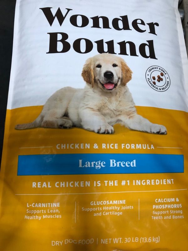 Photo 2 of Amazon Brand - Wonder Bound Large Breed, Puppy Dry Dog Food, Chicken & Rice, 30 pound (Pack of 1)