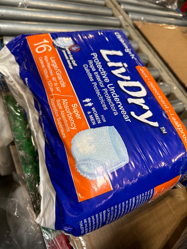 Photo 2 of ***FACTORY SEALED***LivDry Adult Diapers Large Incontinence Underwear, Overnight, Leak Protection, 16-Pack