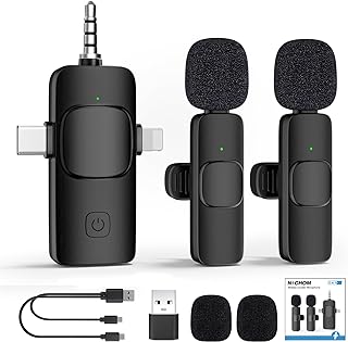 Photo 1 of 
3 in 1 Wireless Microphone for iPhone, iPad, Android, Camera, Mini Microphones USB C, 12Hs Working Time, Lavalier Mic fo