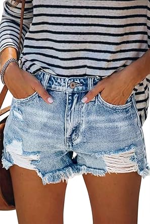 Photo 1 of 

Angerella Women's Denim Shorts Mid Rise Ripped Jean Short