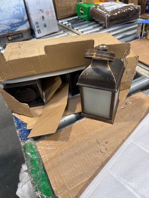 Photo 1 of 11" Vintage Style Decorative Lantern,Flame Effect LED Lantern,(Golden Brushed Black,Timer) Indoor Lanterns Decorative,Outdoor Hanging Lantern ZKEE (Set of 4)