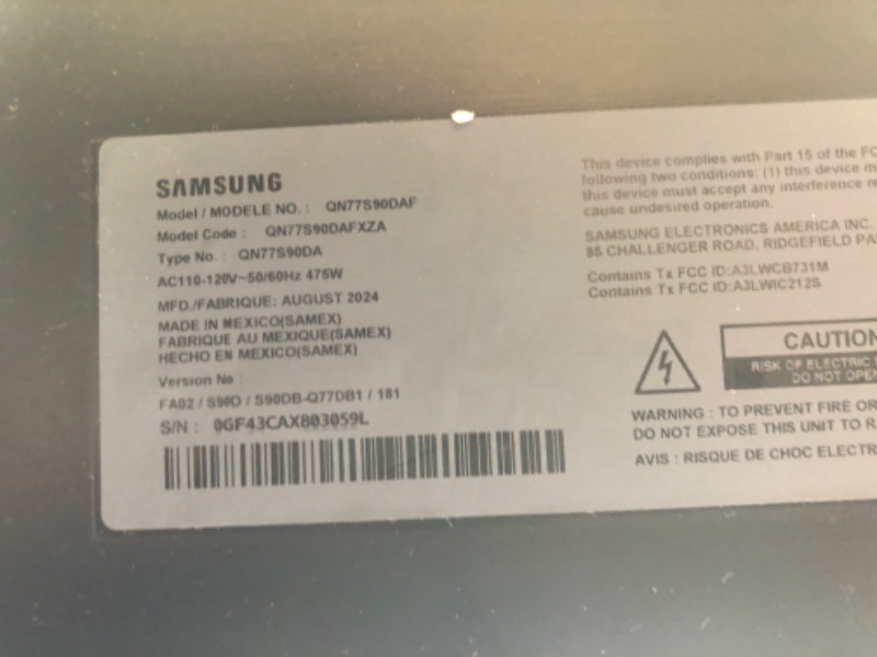 Photo 4 of ***Display working intermittent ON and OFF every 3 seconds*** SAMSUNG 77-Inch Class OLED 4K S90D Series HDR+ Smart TV w/Dolby Atmos, Object Tracking Sound Lite, Motion Xcelerator, Real Depth Enhancer, 4K AI Upscaling, Alexa Built-in (QN77S90D, 2024 Model)