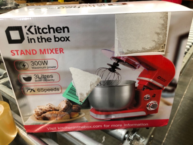 Photo 1 of Stand Mixer, Kitchen in the box 3.2Qt Small Electric Food Mixer,6 Speeds Portable Lightweight Kitchen Mixer for Daily Use with Egg Whisk,Dough Hook,Flat Beater (Red)