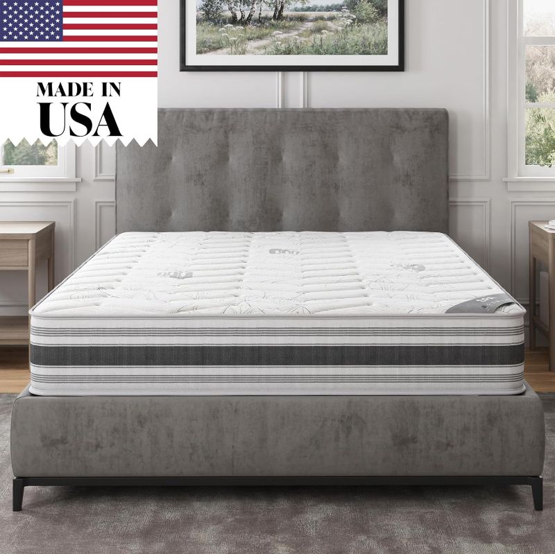 Photo 1 of ***stock photo is a similar item, size unavailable*** Ottomanson  Mattress in a Box Made in USA, Firm Mattress, Hybrid Mattress Cool Improved Airflow with Edge to Edge Pocket Coil, Bed in A Box, Ottopedic