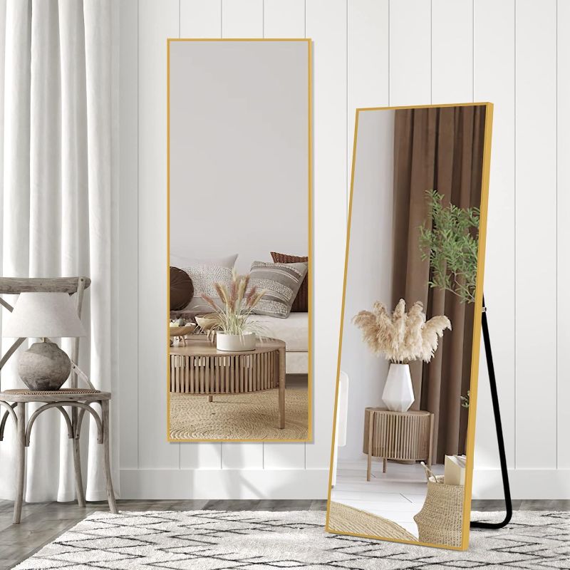 Photo 1 of ***SIMILAR ITEM*** Full Length Mirror, 47x16 Inch Aluminum Alloy Frame Large Wall Mirror, Vanity Mirror, Bedroom Mirror, Dressing Mirror, Living Room Mirror,Gold