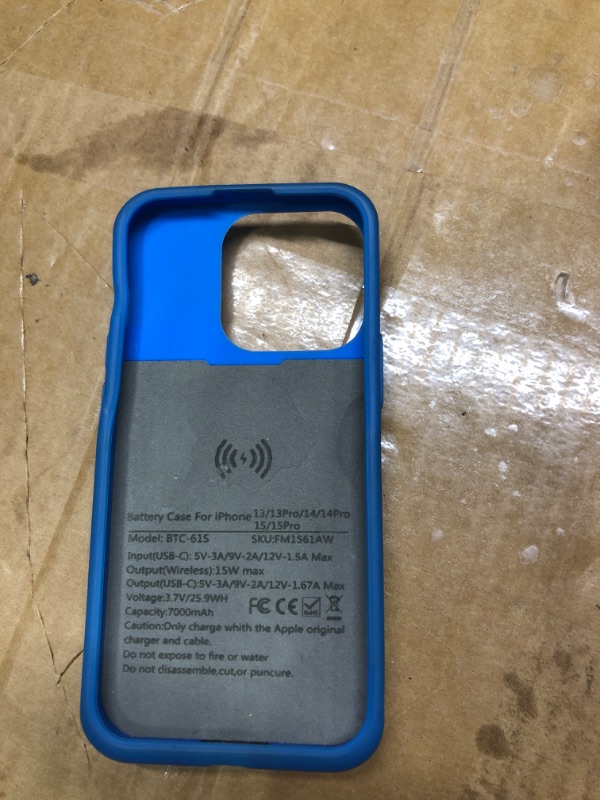 Photo 2 of ***MISSING CHARGER***
GIN FOXI 15W Wireless Battery Case for iPhone 15/15 Pro/14/14 Pro/13/13 Pro, Ultra-Slim Wireless Charging Extend Rechargeable Anti-Fall Soft-TPU Charger Case 18W Input & 20W Output Charging Case-6.1"