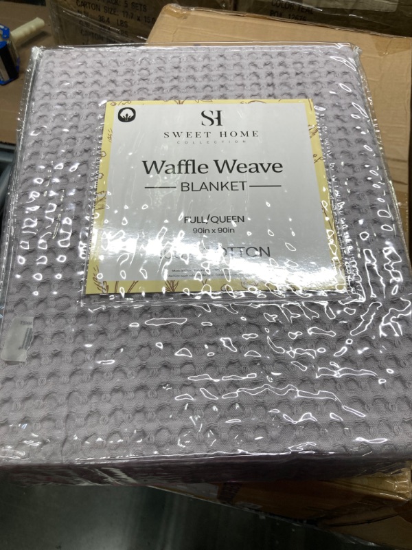 Photo 2 of ***2 BOXES***
Sweet Home Collection 100% Fine Cotton Blanket Luxurious Weave Stylish Design Soft and Comfortable All Season Warmth, Full/Queen, Waffle Weave Silver (Pack of 6)