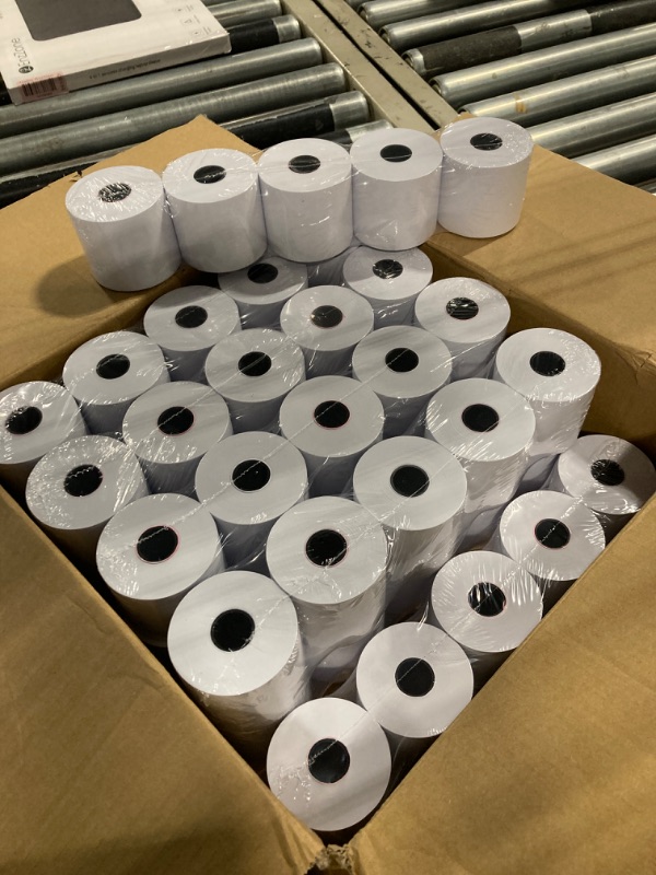 Photo 2 of 2 1/4 in x 150 ft Calculator Paper Rolls 2 1/4 Adding Machine Tape Paper Rolls, for HR-10RC, HR-170RC, HR-200RC, EL-1197PIII, EL-1801V, P23-DHV-3, CP-90A, MP11DX-2, 1280-2, 53 GSM, 50 Rolls