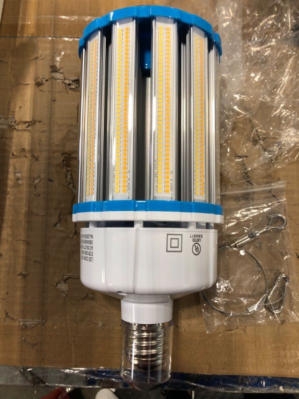 Photo 1 of ***Not for standard size socket. Size is E39***
Euri Lighting ECB120W-303sw, LED Corn Bulb, CCT (3K, 4K, 5K) & Wattage Tunable (120W, 100W, 80W), 135-150LM/W, 100~277VAC, Step Dimming, IP64, Fully Enclosed Rated, DLC 5.1, UL, White
