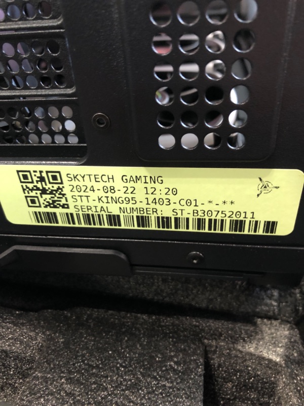 Photo 4 of ***missing power cord/ untested***Skytech King 95 Gaming PC Desktop, Ryzen 7 7700X 4.5 GHz (5.4GHz Turbo Boost), NVIDIA RTX 4070 Ti Super 16GB GDDR6X, 1TB Gen4 SSD, 32GB DDR5 RAM 5600 RGB, 750W Gold PSU, ARGB AIO, Wi-Fi, Win 11 Home
***appears to be new**