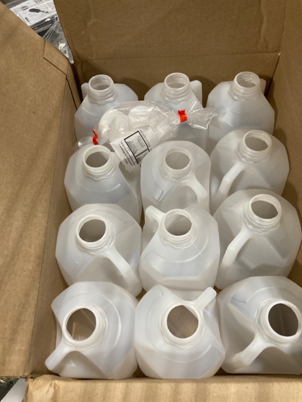 Photo 3 of (12Pk) Mini Milk Jugs Plastic With Lid Quart Size Jugs Empty Milk Jugs, Use For Milk, Brews, Juice, Teas, Easy Grip Easy Pour Pitcher Elderly, Special Needs & Small Hands, Food Safe, Hdpe Squat 32 Oz