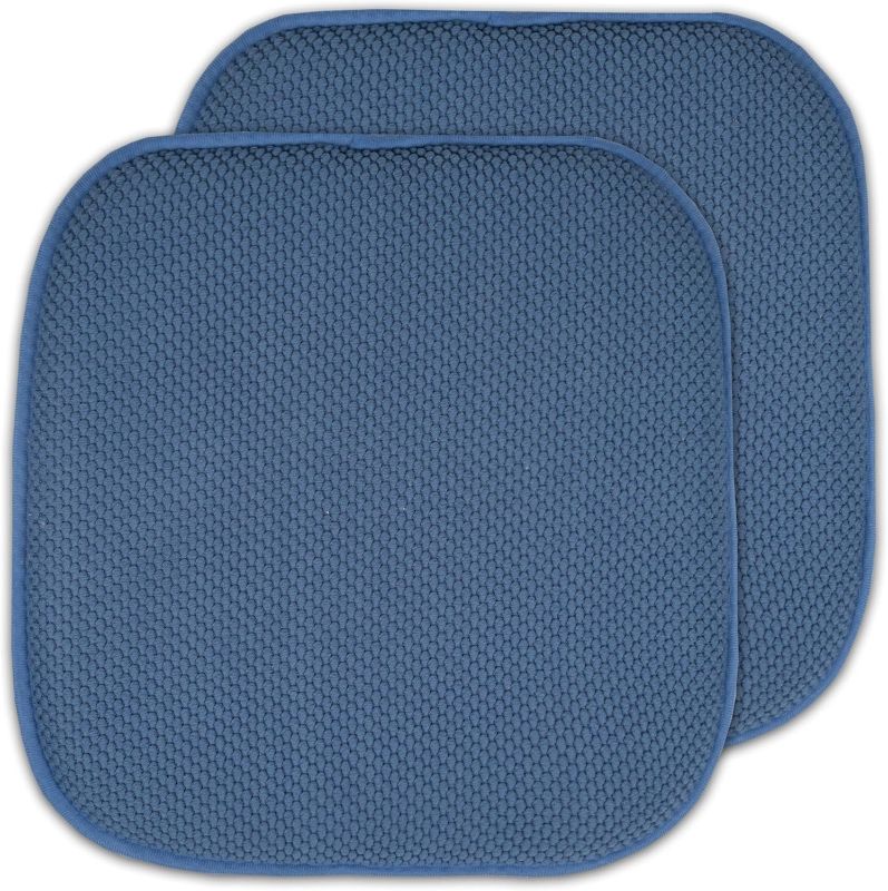 Photo 1 of 2 Pack Memory Foam Honeycomb Nonslip Back 16" x 16" Chair/Seat Cushion Pad, Blue
