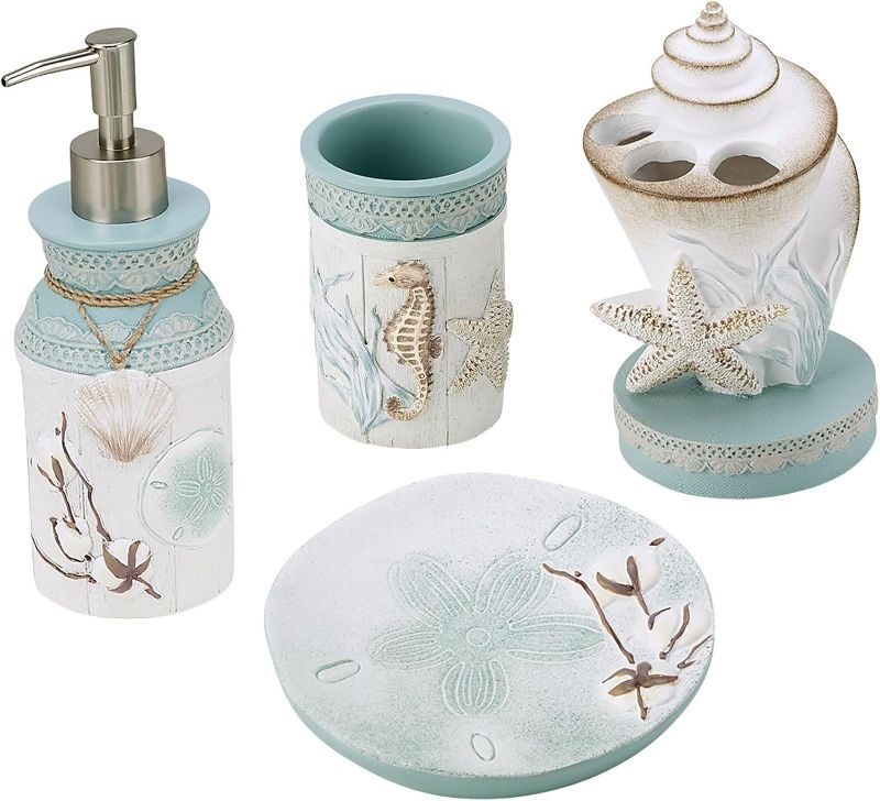 Photo 1 of ***.USED***Avanti Linens - Bathroom Accessories Set, Coastal Inspired Countertop Bathroom Decor (Farmhouse Shells Collection)