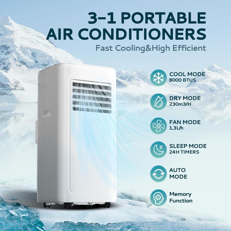 Photo 1 of ***similar to this****EUHOMY 8,000 BTU Portable Air Conditioner Floor Room AC Unit with Cool, Dehumidifier, Fan Mode,Portable Cooling AC Unit with Installation Kit with Remote Control up to 350 sq. ft.,White