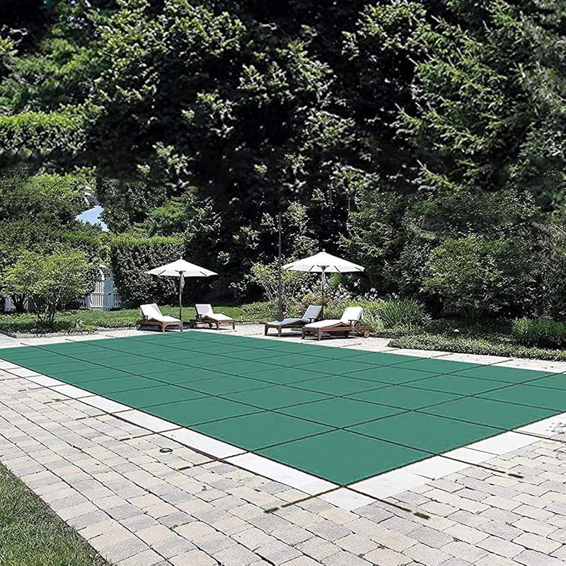 Photo 1 of ***actual dimensions are unknown**VEVOR Inground Pool Safety Cover 16' x 30' Rectangle, Safety Pool Covers Green Mesh, 