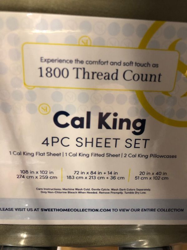 Photo 3 of ***4 complete sets*** Sweet Home Collection 1800 Series Bed Sheets - Extra Soft Microfiber Deep Pocket Sheet Set - Sage, California King