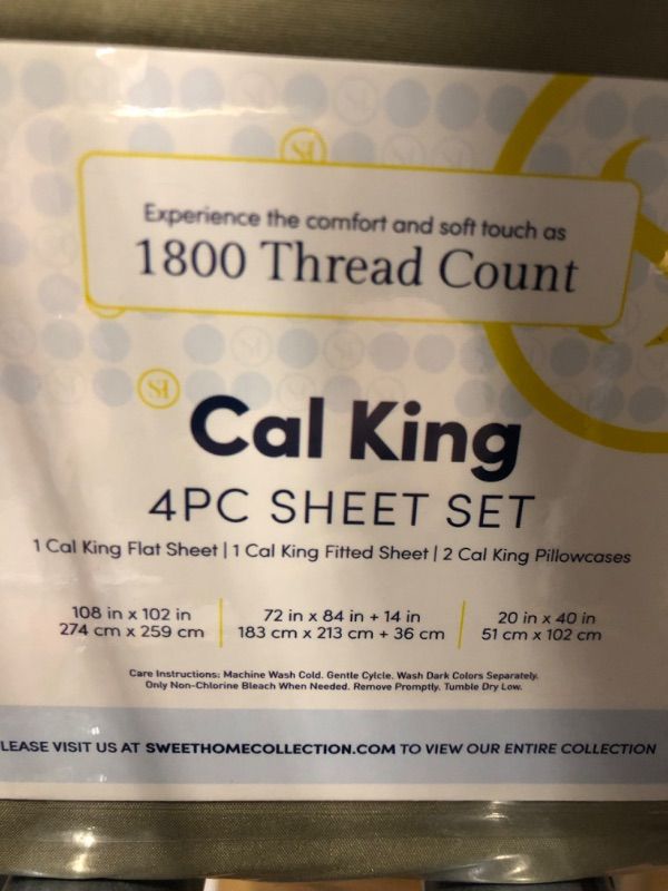 Photo 1 of ***2 complete sets*** Sweet Home Collection 1800 Series Bed Sheets - Extra Soft Microfiber Deep Pocket Sheet Set - Sage, California King