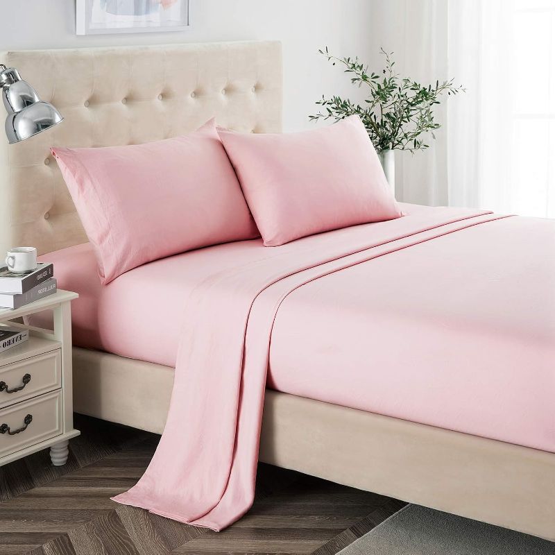 Photo 1 of *** 12 complete sets*** Full Pink 1800 Thread Count Egyptian Quality 4 Piece Deep Pocket Bed Sheet Set