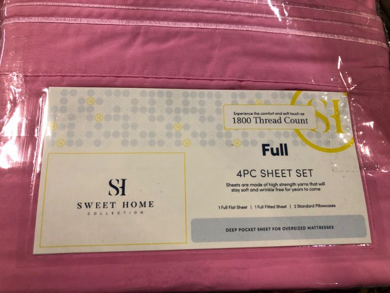 Photo 3 of *** 12 complete sets***  Full Pink 1800 Thread Count Egyptian Quality 4 Piece Deep Pocket Bed Sheet Set