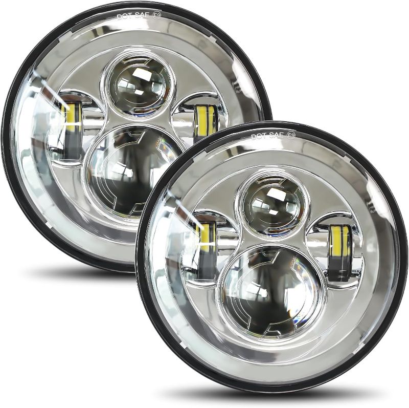 Photo 1 of 7 inch LED Headlight Round 2PCS E-MARK Approved 6000K Hi/lo Beam Lamp