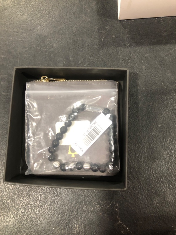 Photo 1 of Bulova Men's Black Onyx Bead Bracelet in Stainless Steel