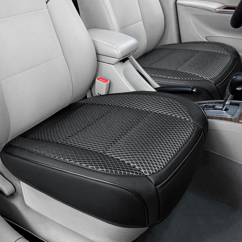 Photo 1 of 2 Pack Ventilated Cool Front Bottom Car Seat Cover, 3D Air Mesh Breathable Car Seat Protectors Mat Pad, Universal Fit Summer Cooling Auto Seat Cushion with Storage Pocket for Cars Trucks SUVs(Black)
