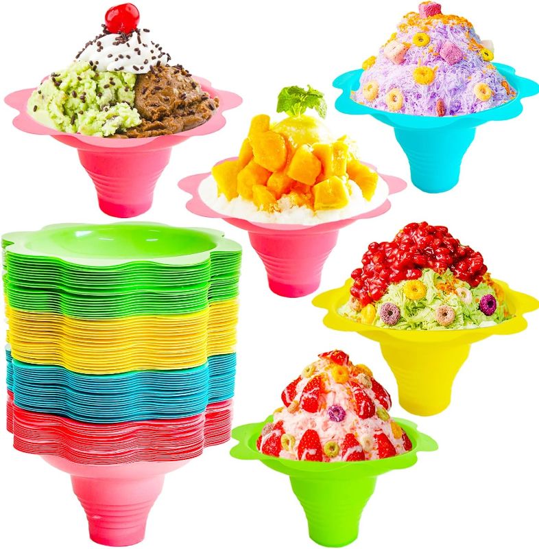 Snow Cone Cups,Flower Shaped Shaved Ice Cups,4 OZ Plastic for sale