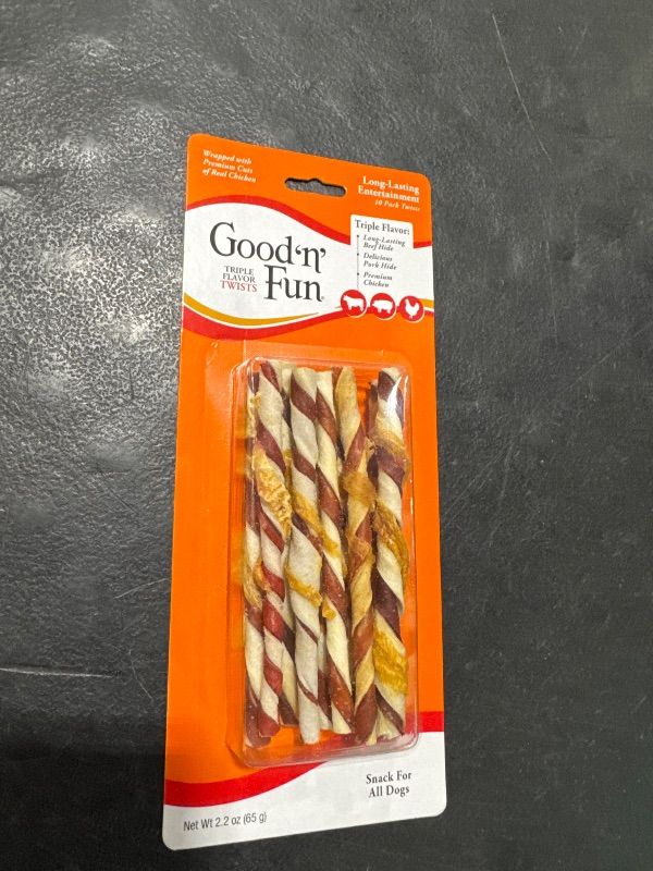 Photo 2 of Good 'n' Fun All Size Dogs Adult Rawhide Twists Beef/Chicken/Pork 10 pk