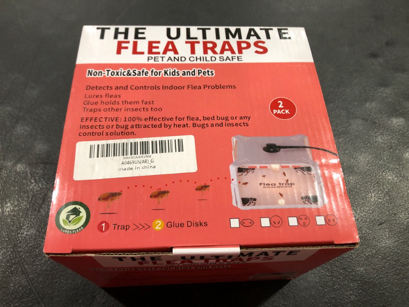 Photo 2 of 2 Pack Flea Traps for Inside Your Home with 4 Sticky Pads & 6 Bulbs & 2 Electric Wires, Flea Killer Indoor Bed Bug Trap Pest Control, Friendly to Pets & Kids-Adjustable Height, Green