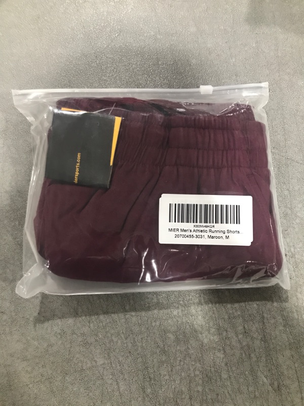 Photo 2 of MIER Mens Shorts Casual Cotton Athletic Shorts Drawstring Workout Running Shorts with Pockets,11 inch Inseam, Maroon, M