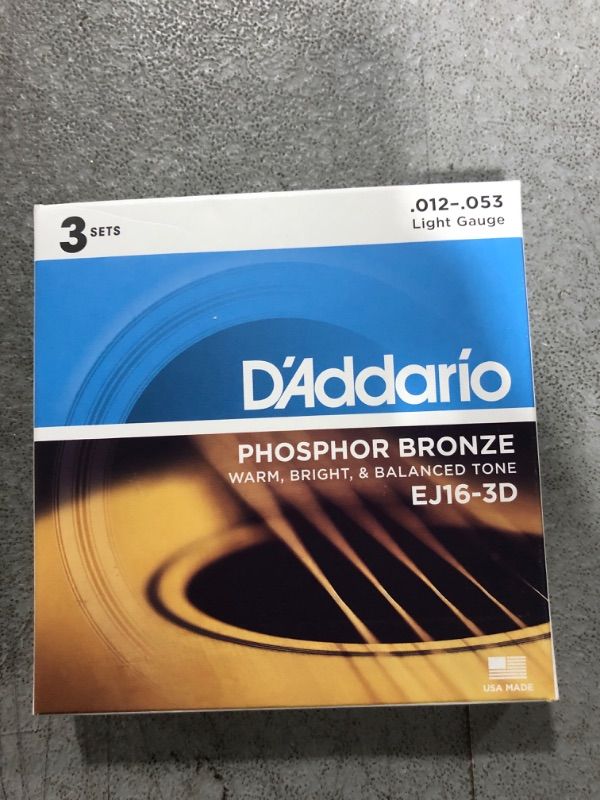 Photo 2 of D'addario Ej16-3d 12-53 Phosphor Bronze Light, 3 Pack