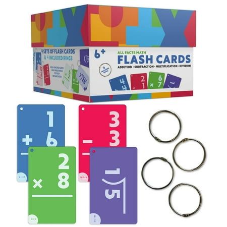 Photo 1 of Carson Dellosa All Facts Math Flash Card Box Set Grade 1-5 (349 Cards 4 Book Rings 4 Dividers)
