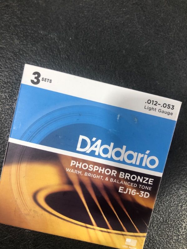 Photo 2 of D'Addario Light Phosphor Bronze Multi-Pack Acoustic Guitar Strings (6-String Set, 12 - 53, 3-Pack)