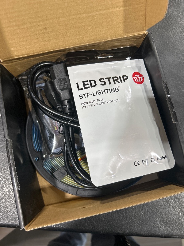 Photo 2 of BTF-LIGHTING FCOB COB CCT 24V Kit Flexible High Density 32.8FT RF Dimmable Controller Tunable Color Temperture 3000K-6000K CRI 90+ LED Strip for Bedroom Kitchen Under Cabinet Indoor with DC24V Adapter