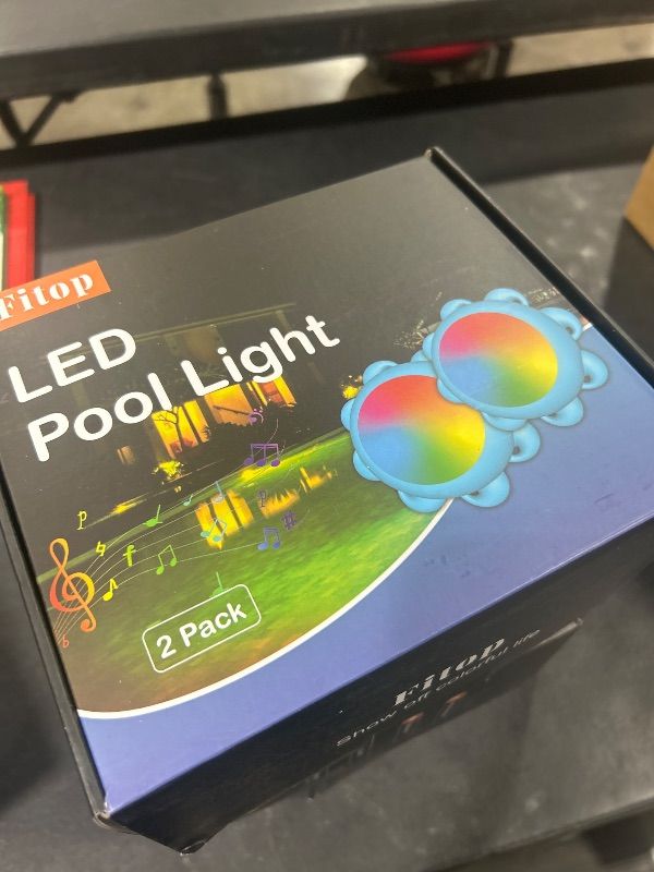 Photo 1 of Fitop LED Pool Lights,Submersible LED Pool Lights for Inground Pools Waterproof IP68,Pool Lights with APP Control 22W RGB Color Changing Pool Light Music Sync 32ft Cord (2packs)