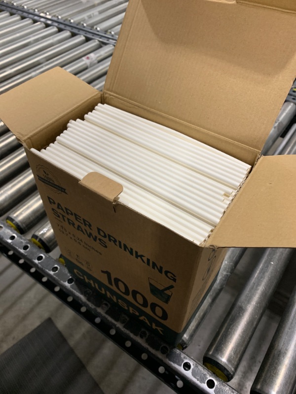 Photo 2 of White Paper Drinking Straws Bulk, 1000 Counts, 7.75" Long, 0.24" Diameter 