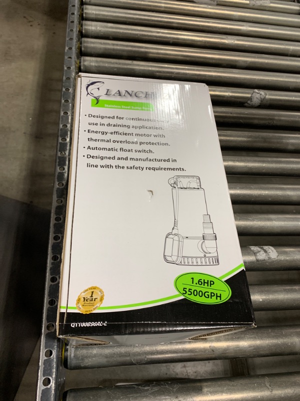 Photo 4 of Lanchez 1.6 HP Stainless Steel Sump Pump Submersible with Automatic Float Switch, 5500GPH Clean/Dirty Transfer Water Pump 