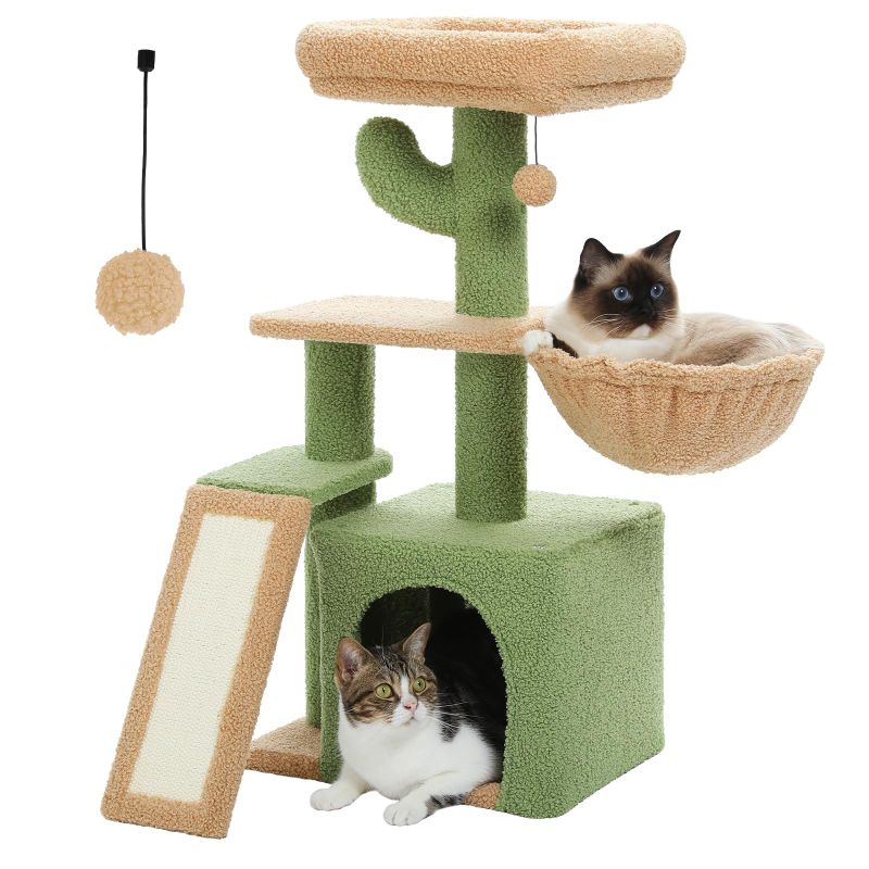 Photo 1 of Latitude Run Cactus Cat Tree for Indoor Cats, 32'' Small Cat Tower